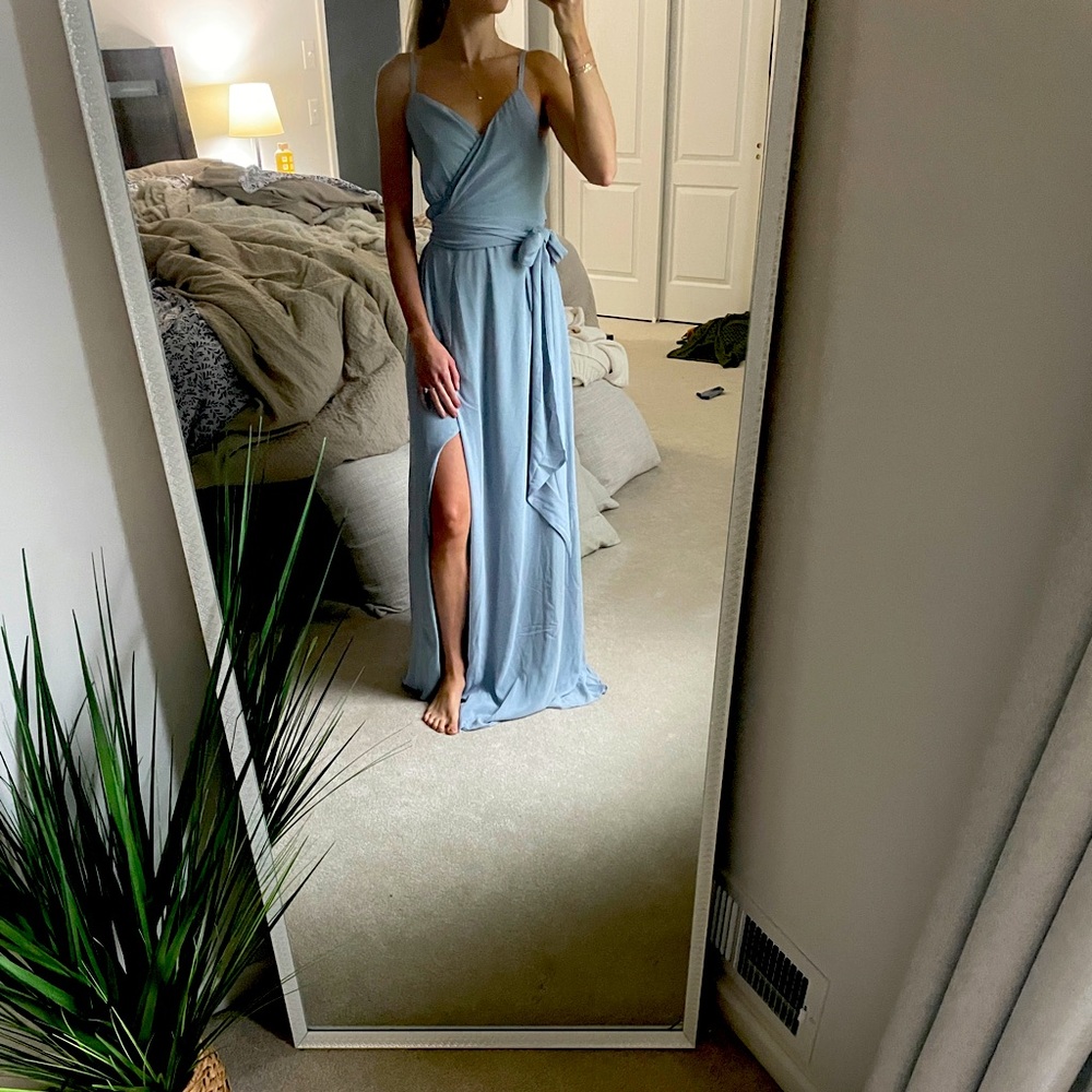 Blue wedding guest dress